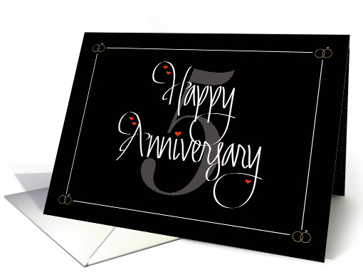 Hand Lettered Wedding Anniversary for 5th Anniversary & Hearts card