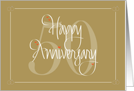 Wedding Anniversary for 50th Anniversary, Hand Lettering & Hearts card
