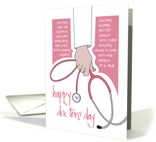Doctors' Day 2024 for Female Doctor Hand Holding Stethoscope card