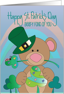 St. Patrick’s Day Bear in Green Leprechaun Hat Bear-y Fond of You card