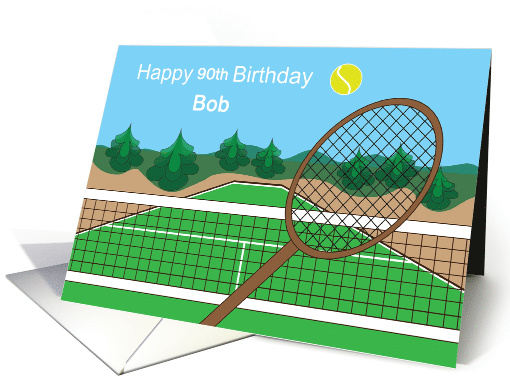 Birthday for Tennis Player with Custom Name & Custom Age card
