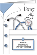 Hand Lettered Doctors’ Day 2024 White Jacket Stethoscope and Heart card