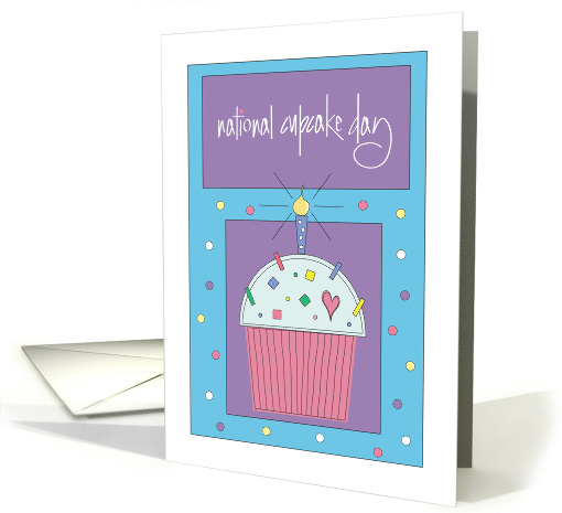 National Cupcake Day, Large Frosted Pink Sprinkle Cupcake card