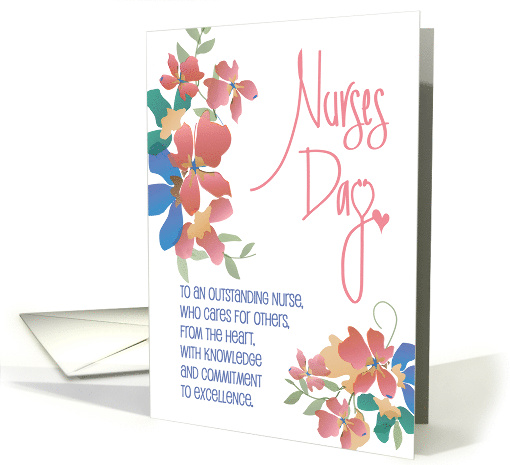 Hand Lettered Nurses Day 2024 with Flowers for Outstanding Nurse card