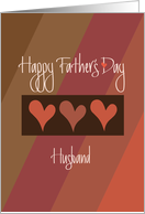 Father’s Day for Husband, Diagonal Brown & Orange with Hearts card