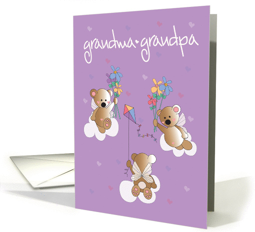 Grandparents Day Grandma & Grandpa, Bears with Flowers & Kite card