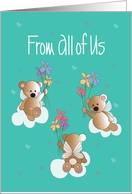 Mother’s Day From All of Us, Trio of Angelic Bears & Flowers card