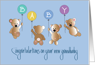 Congratulations on New Grandson, Four Bears & Balloons card