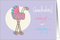 Becoming a Grandma to Boy & GIrl Twins, with Colorful Strollers card