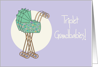 Becoming Grandparents to Triplets, with 3 Mint Green Strollers card