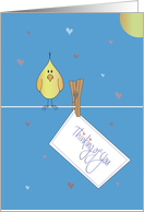 National Thinking of You Week, Bird with Note & Clothespin card