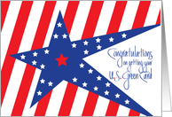 Congratulations on Getting Green Card, Patriotic Stars and Stripes card