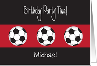 Birthday Party Invitation for Kids Soccer Ball Theme with Custom Name card