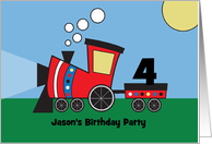Birthday Party Invitation for Kids with Red Train Custom Name and Age card