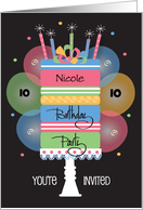 Balloonicorn Birthday Party Invitation for Kids Custom Name and Age card