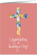 Congratulations Clergy Installation for Priest with Colorful Cross card