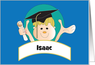 Graduation for Him, Custom Name with Mortarboard & Diploma card