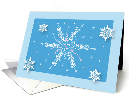 Hand Lettered Christmas Snowflake Christmas Peace in Blue... (1426548)