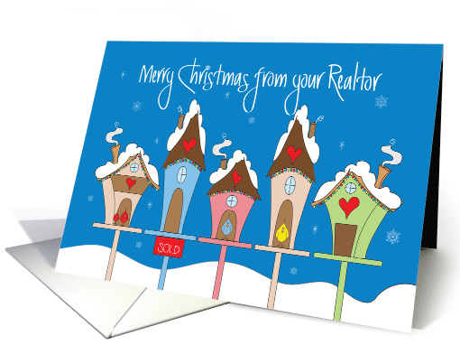 Christmas from Realtor, Neighborhood of Birdhouses on Poles card