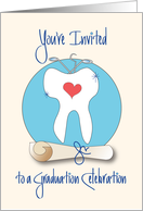 Invitation to Dental Graduation Party, Tooth, Diploma & Utensils card