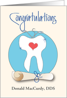 Graduation Congratulations for Dentist with Tooth and Custom Name card