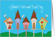 National Bird Day, Birdhouses on Poles in Springtime card