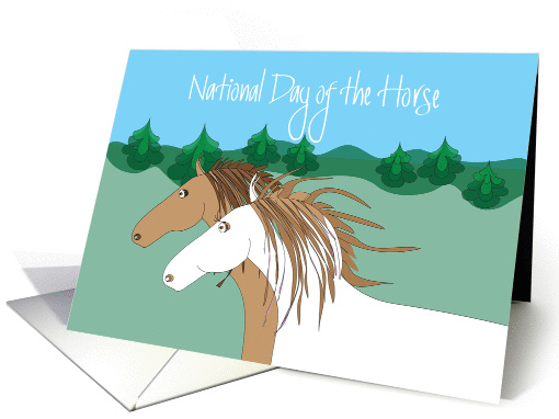 National Day of the Horse, Two Horses Running Across Field card
