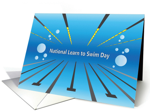 National Learn to Swim Day, Water and Bubbles in Swimming Pool card
