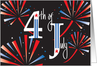 Fourth of July with Bursting Patriotic Fireworks & Fun Lettering card