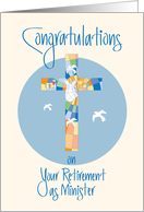 Retirement of Minister, Stained Glass Cross and White Doves card