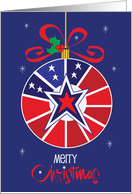 Christmas for U.S. Military and Veterans Red White and Blue Ornament card