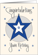 Police Officer Retirement Congratulations, Blue & Silver Stars card