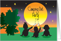 Camping Out Party with Kids Roasting Marshmallows by Camp Tent card