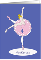 Birthday for 4 year old Girl, Ballerina in Pink with Custom Name card