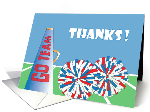 Thanks for Cheerleading, with Megaphone and Pom Poms card (1444202)
