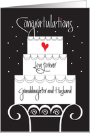 Wedding for Granddaughter & Husband, Tiered Cake & Cake Stand card