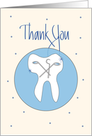 Thank You for Dentist, Shiny White Tooth with Dental Equipment card