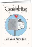 New Job for Postal Service, Mailbox with Heart Stamped Letters card