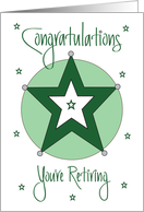 Retirement for Deputy, Green and Silver Star with Hand Lettering card