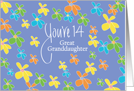 14th Birthday Great Granddaughter, You’re 14 Lavender & Flowers card