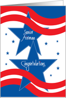 Military Promotion for U.S. Senior Airman, Stars & Stripes card