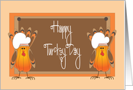 Thanksgiving for Twins, Two Turkey Chefs Happy Turkey Day card