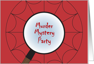 Invitation to Murder Mystery Party with Magnifying Glass and Web card