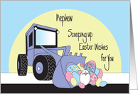 Easter for Nephew, Front Loader Scooping Up Easter Eggs & Bunny card
