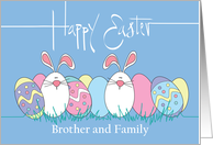 Easter for Brother & Family, Decorated Easter Eggs& White Bunnies card