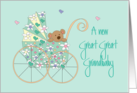 A new Great Great Grandbaby on the Way, Bear in Floral Stroller card