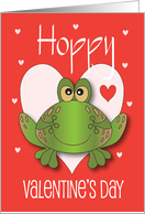Hand Lettered Valentine’s For Kids with Green Frog and White Hearts card