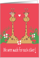 Valentine’s Day with Love Two Giraffes Made for Each Other with Heart card