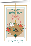 Hand Lettered Christmas for Special Lawyer Season of Joy Ornament card