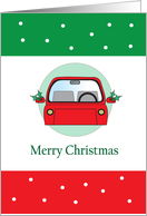 Christmas for Automotive Sales or Repair, Red Car with Holly card
